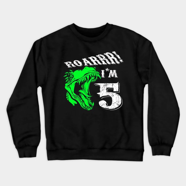 5 years old 5th Birthday Dinosaur Crewneck Sweatshirt by klausgaiser